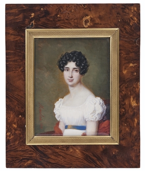 PORTRAIT DE FEMME À LA CEINTURE BLEUE - Pierre Joseph Hippolyte Alexandre Mourlan
