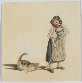 Girl with cat - Gottfried Mind