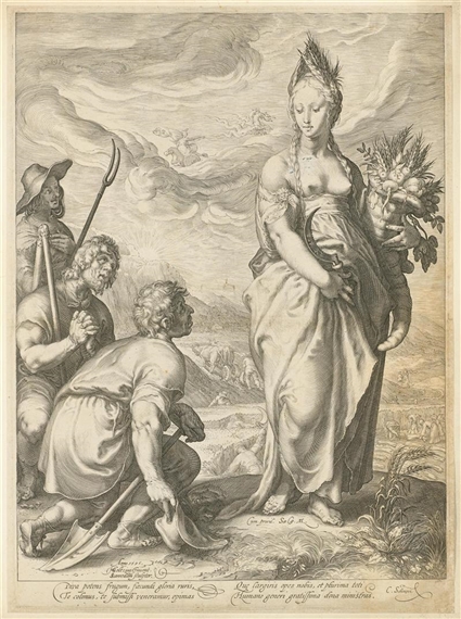 Ceres, von den Landleuten verehrt by Hendrick Goltzius, Jan Pietersz Saenredam, 1596