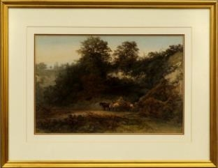Landscape with workmen loading a cart by Sophy S. Warren