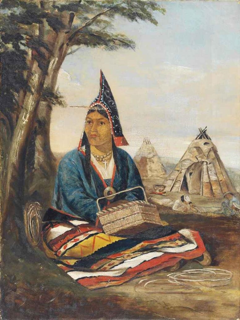 Canadian School, 19th Century | Seated Mi’qmak woman weaving a basket ...