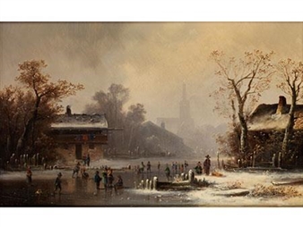 Wintry Ice Amusements on a Frozen Pond - Anton Doll