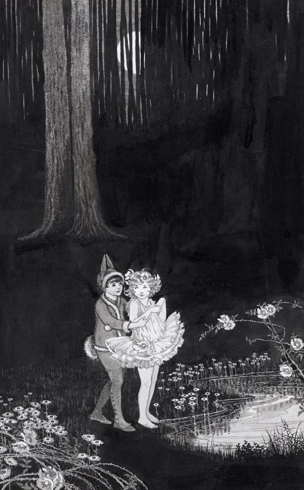 Artwork by Ida Rentoul Outhwaite, The Pool, Made of Ink and wash on paper