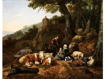SHEPHERDS FAMILY RESTING - Johan Heinrich Roos