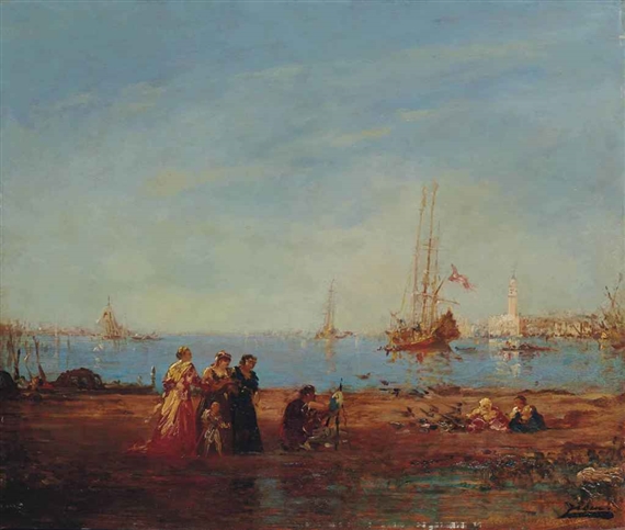 Le peintre devant le grand bassin, Venise by Félix Ziem