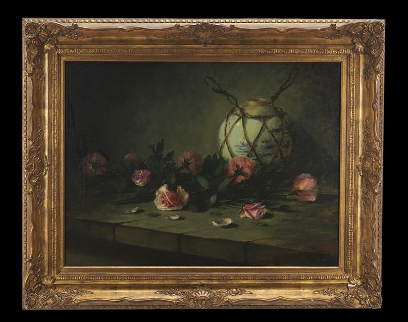 Frans Mortelmans | Still Life of Roses and a Delftware Jug | MutualArt