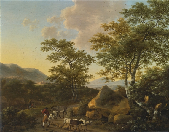 ITALIANATE LANDSCAPE WITH SHEPHERDS by Willem de Heusch