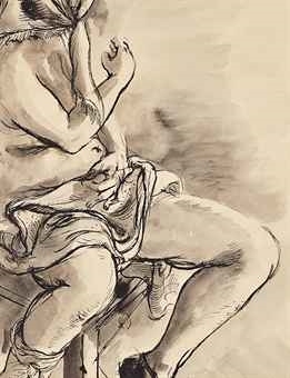 Seated model by George Grosz, 1936