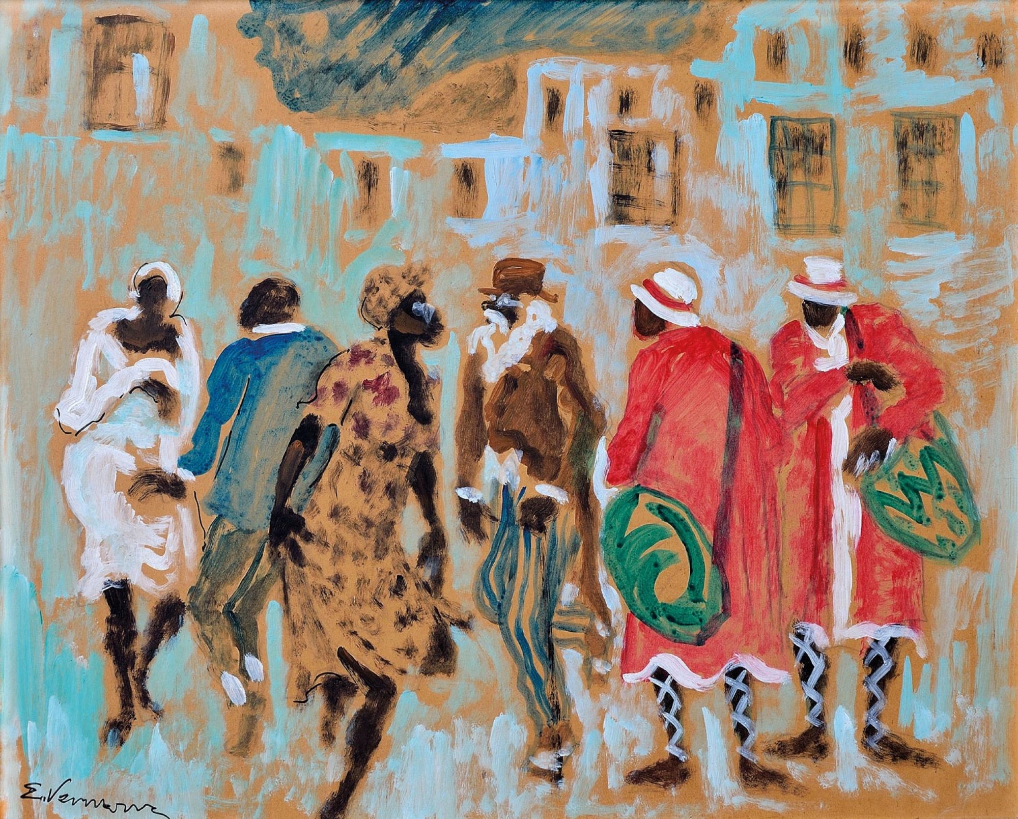 Artwork by Eduardo Vernazza, Candombe, Made of Oil on cardboard