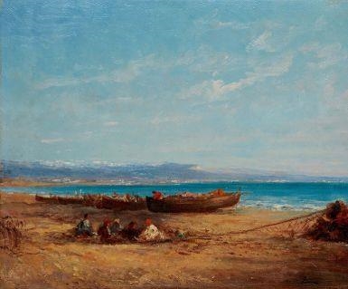 Les pêcheurs devant Antibes by Félix Ziem