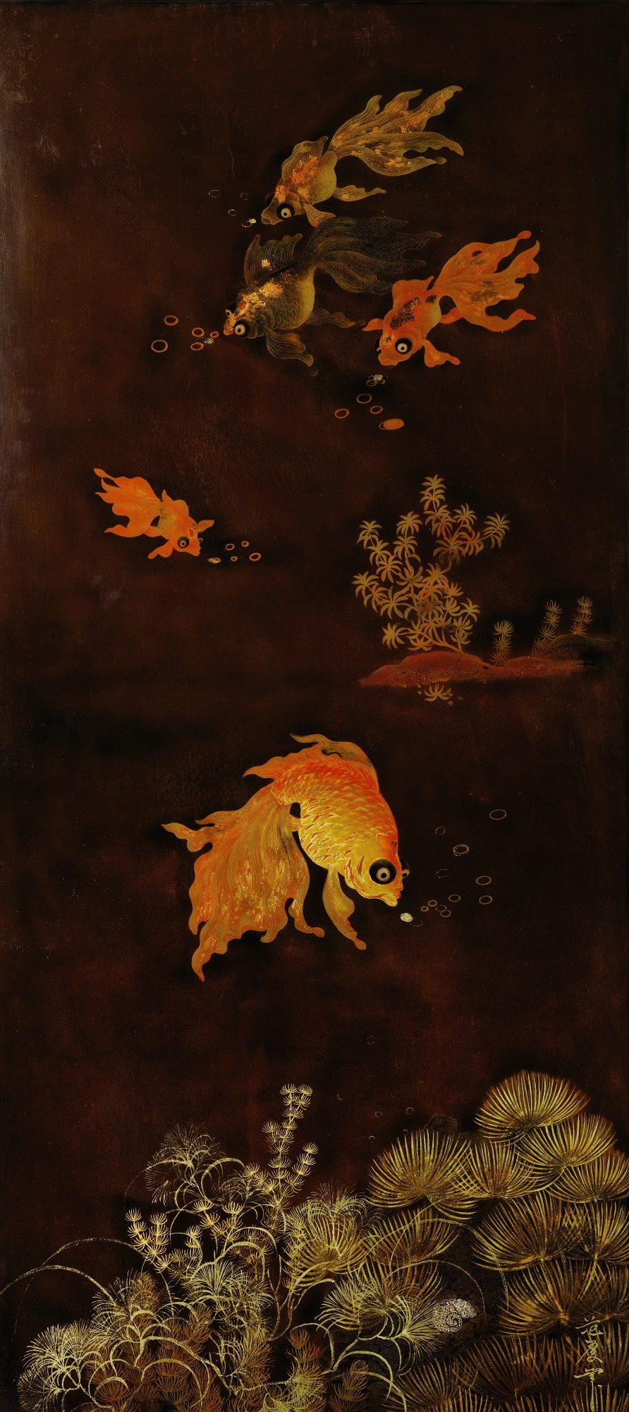 Artwork by Pham Hau, GOLDFISH OF ABUNDANCE, Made of Lacquer on wood