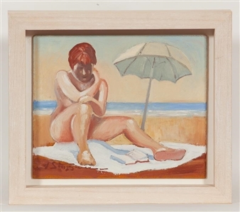 READING ON THE BEACH - J.C. Sturgeon