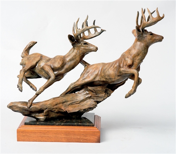 Whitetail Deer Jumping by Sherry Sander