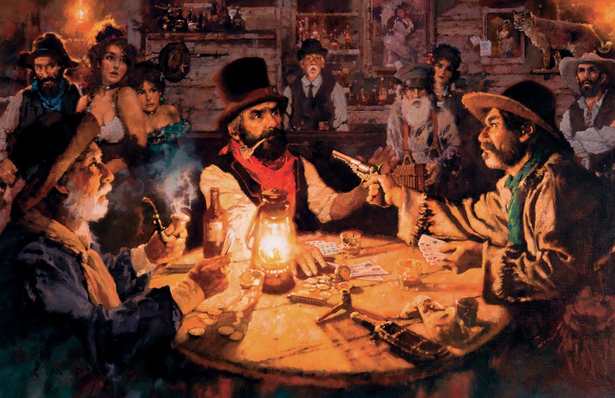 Artwork by C. Michael Dudash, Mister, A Full House and a Colt, Beats Four of a Kind Everytime, Made of Oil on linen panel