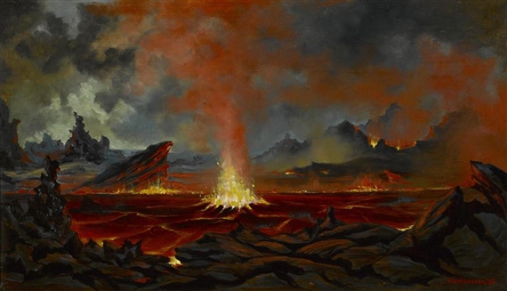 Volcanic eruption, Kilauea by George Stratemeyer, 1885