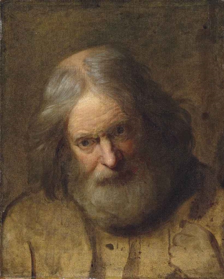 Head study of a bearded man by Joseph Wright of Derby