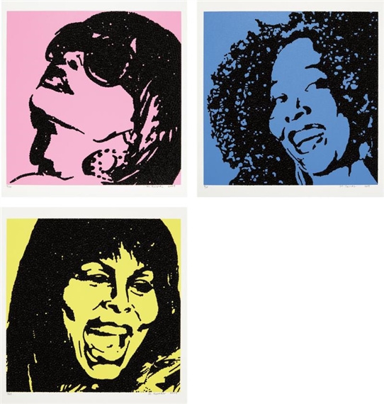 Set  of 3; Trois Divas (A E I O U and sometimes Y) by Mickalene Thomas, 2009