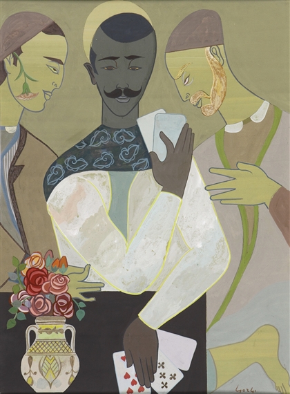 JOUEURS DE CHKOBA; VEILLÉE DU RAMADAN (CHKOBA PLAYERS; EVE OF RAMADAN) by Abdelaziz Gorgi, circa 1960-1969