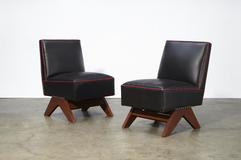 Pierre Jeanneret Pair of Fireside chairs (1955 1956) MutualArt