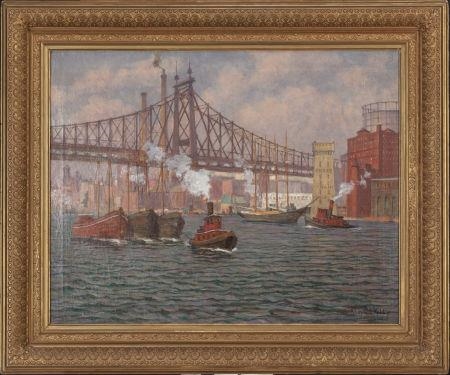 Tugboats in the East River, New York by Aloysius O'Kelly, circa 1910