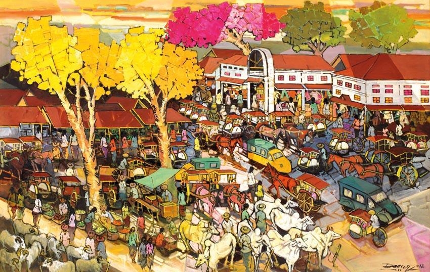 Artwork by M. Daeng, Pasar, Made of Oil on canvas