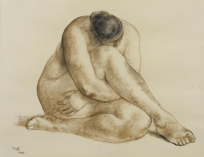Artwork by Francisco Zuñiga, Untitled (Seated nude), Made of sepia and blac...
