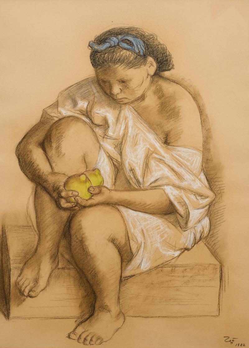 Artwork by Francisco Zuñiga, Joven con limones (Young Woman with Lemons), M...