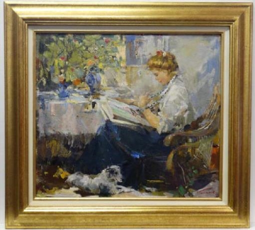 Artwork by Nikolai Nikolaevich Baskakov, Reading the book, Made of Oil on canvas