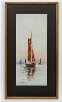 Fishing sailing boats at sea - M. Farquharson