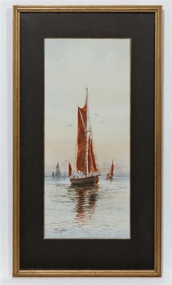 Fishing sailing boats at sea - M. Farquharson