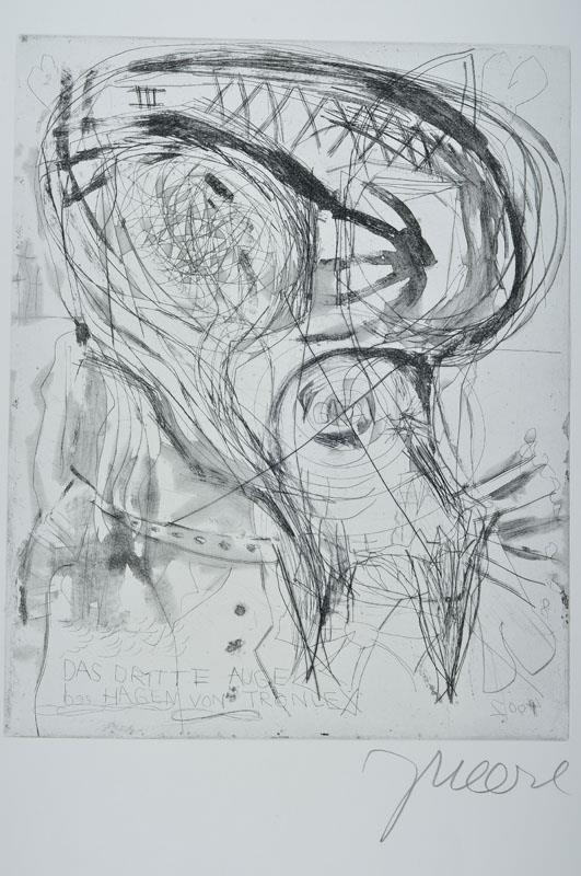Artwork by Jonathan Meese, The Third Eye, Made of etching on thick paper