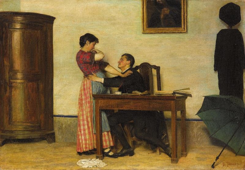 The Temptation or the Seduction (1873) by Giacomo Favretto, 1873