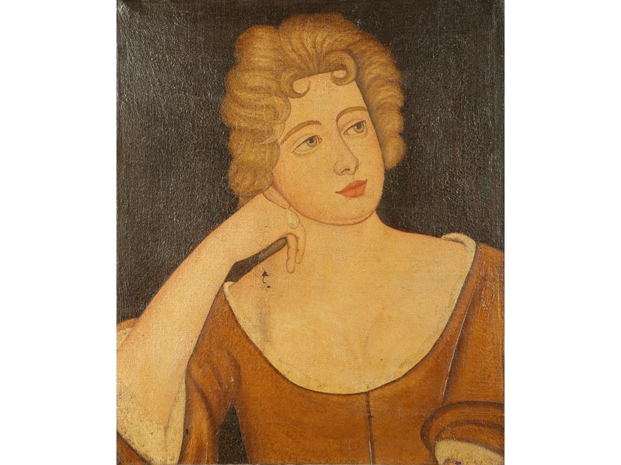 Artwork by American School, 17th Century, A portrait of a lady wearing a brown tunic, Made of oil on canvas