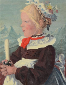 Young Girl Holding a Candle - Elisabeth Voigt