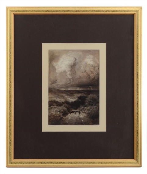 Landscape with Approaching Thunderclouds and Lightning in the Distance - Walworth Stilson