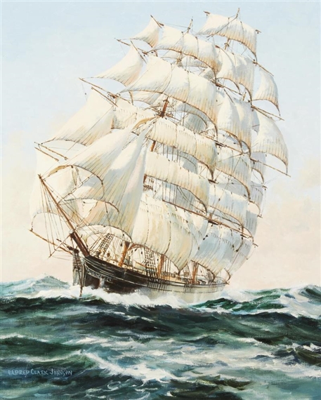 A portrait of the schooner Ariel by Eldred Clark Johnson