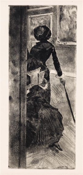 Au Louvre, la peinture, Mary Cassatt by Edgar Degas, circa 1879-1880