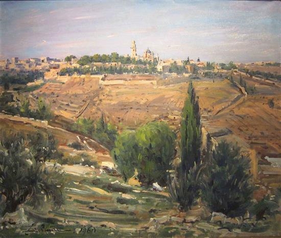 Jerusalem landscape by Ludwig Blum, 1960