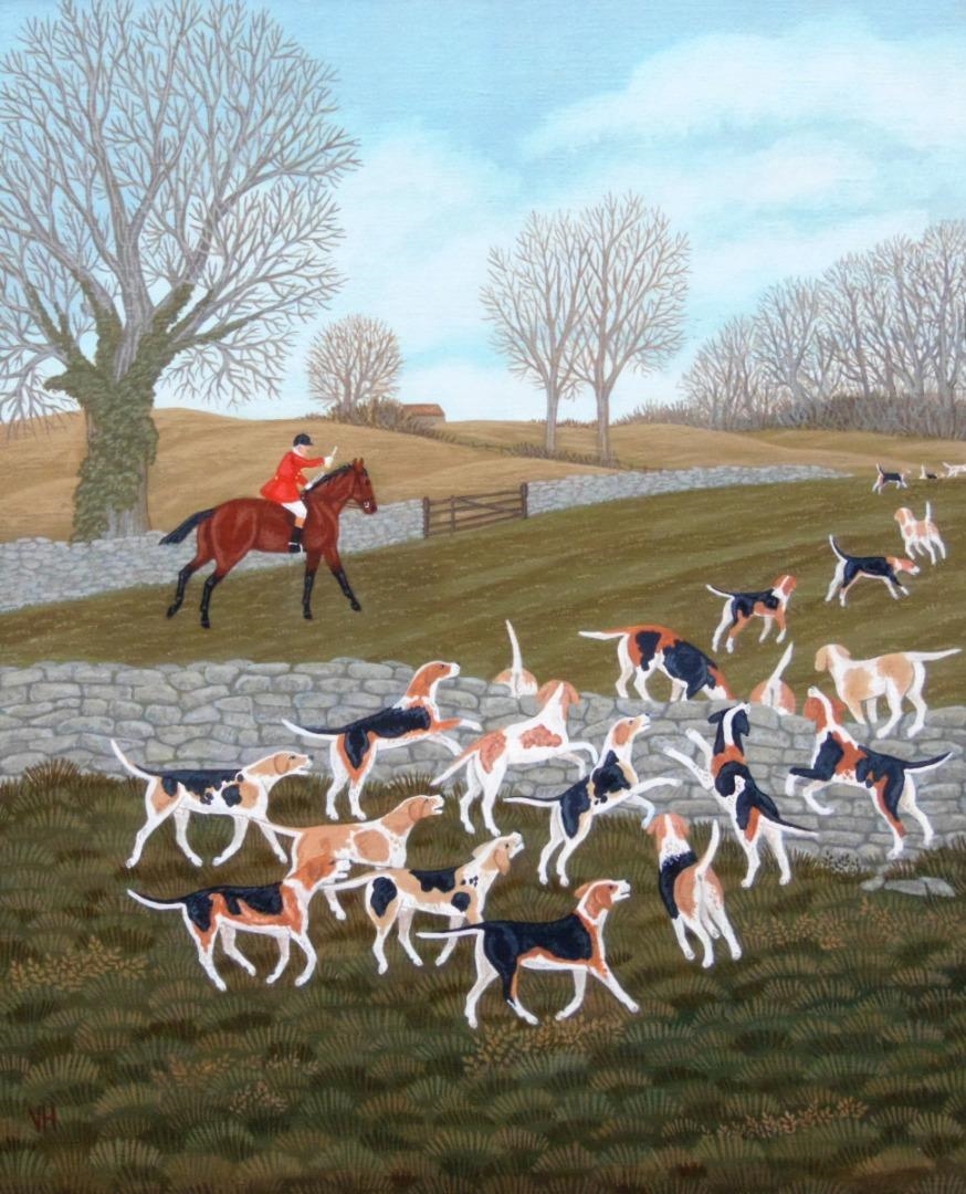Artwork by Vincent Haddelsey, Huntsman and Hounds, Made of oil on canvas
