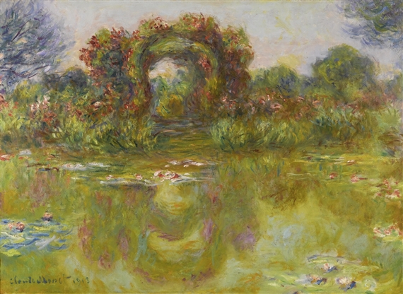 BASSIN AUX NYMPHÉAS, LES ROSIERS by Claude Monet, 1913