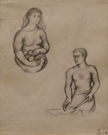 Heads and Hands; Blacksmith and Fruitpicker by David Strachan