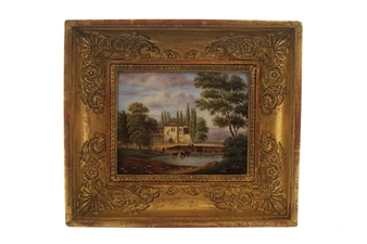 Figures in a Castle and River Landscape - E. Souberrin