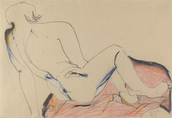 Sitting female nude by Karl Anton Fleck, 1968