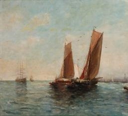 Marine met zeilschepen - J. Massart