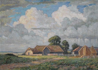 Rural view with farm buildings - Samuel Merritt