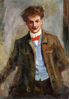 Self-Portrait with red Bow Tie - Fritz Gärtner