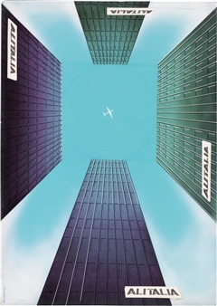 Alitalia Gouache, pen and airbrush maquette - Corrado mancioli