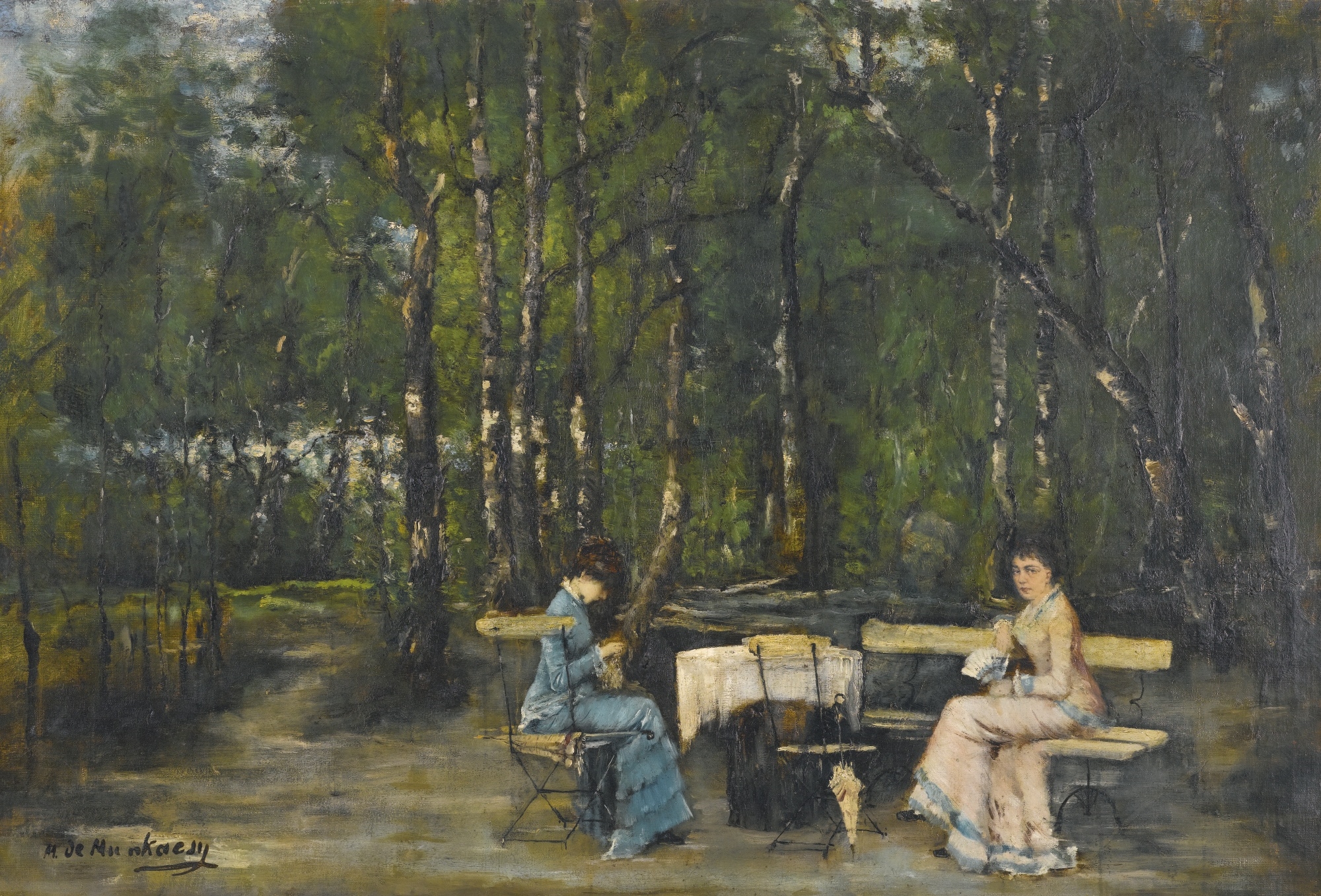 Artwork by Mihaly Munkacsy, AN AFTERNOON IN THE PARK, Made of oil on canvas