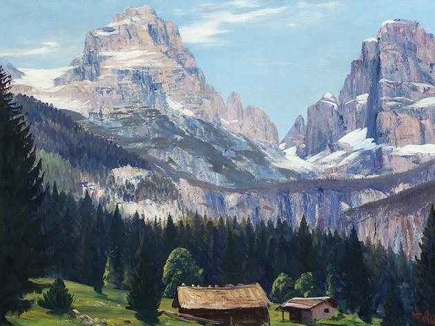 Artwork by Anton Filkuka, Mountain Scene in Aussee, Made of Oil on canvas