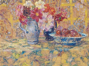 Plums and dahlias - Prunes et dahlias - George Morren